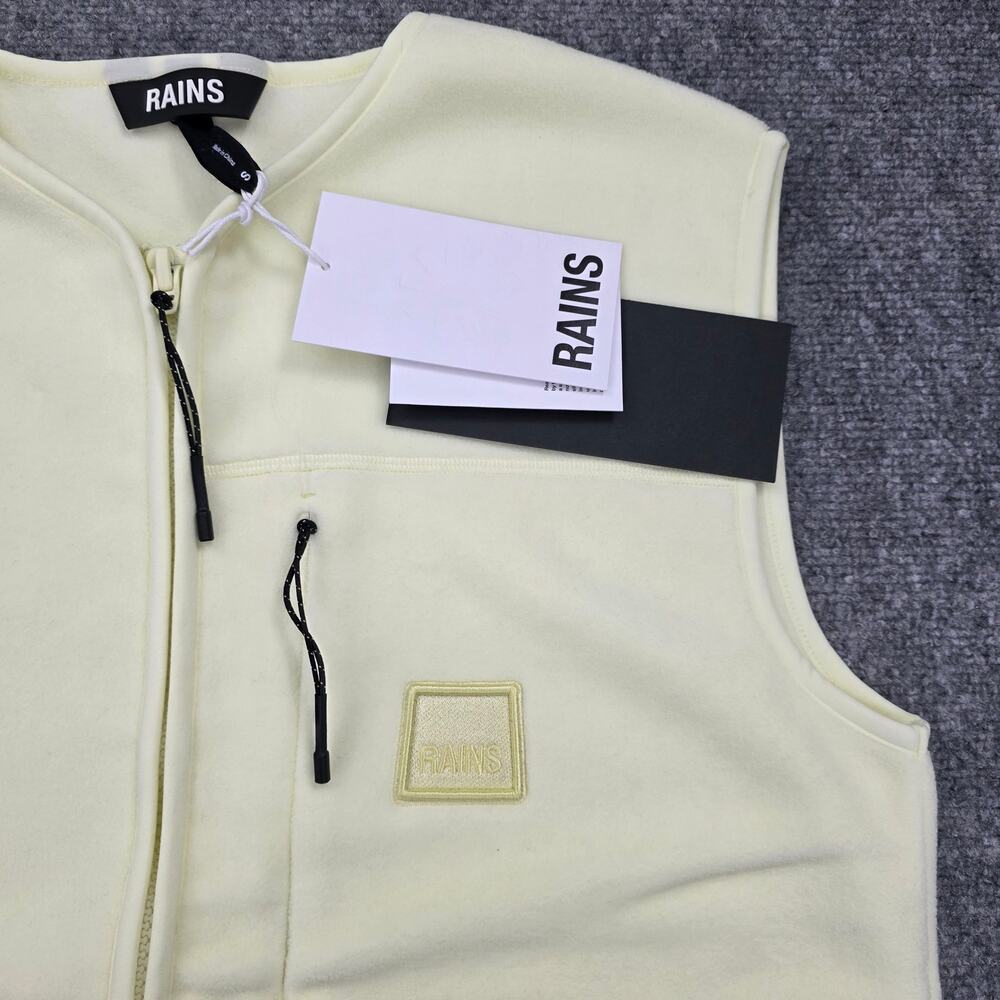 RAINS Vest Unisex Small Yellow Breathable Insulated Water Repellent Fleece - Picture 9 of 16